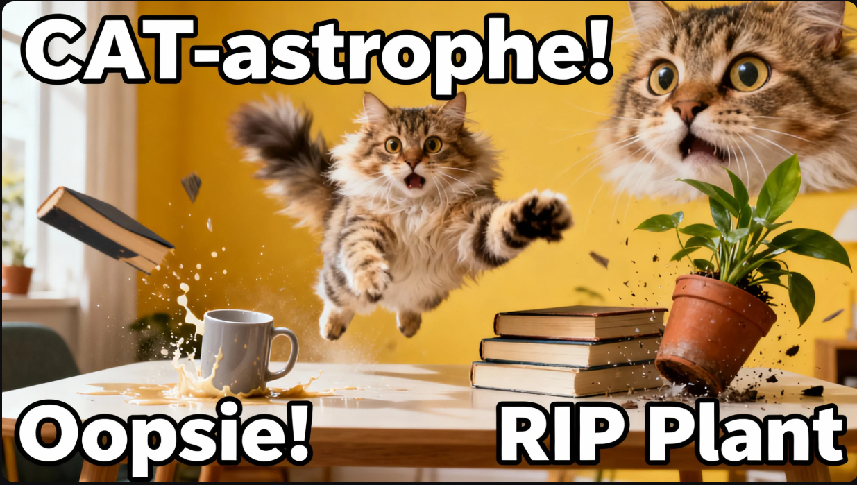 แมวตลกทำลายสิ่งของ