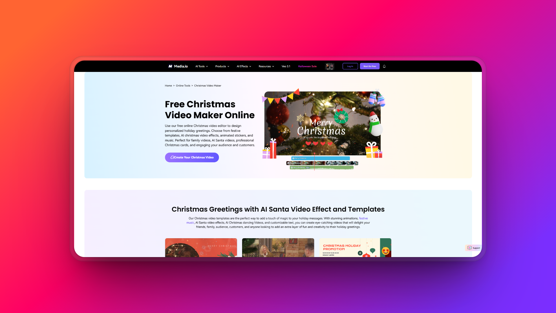 การสร้างวิดีโอคริสต์มาสด้วย AI กับ Media.io