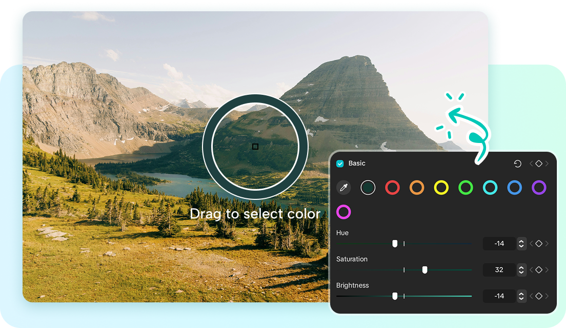 Using HSL color picker to edit specific hues in a video