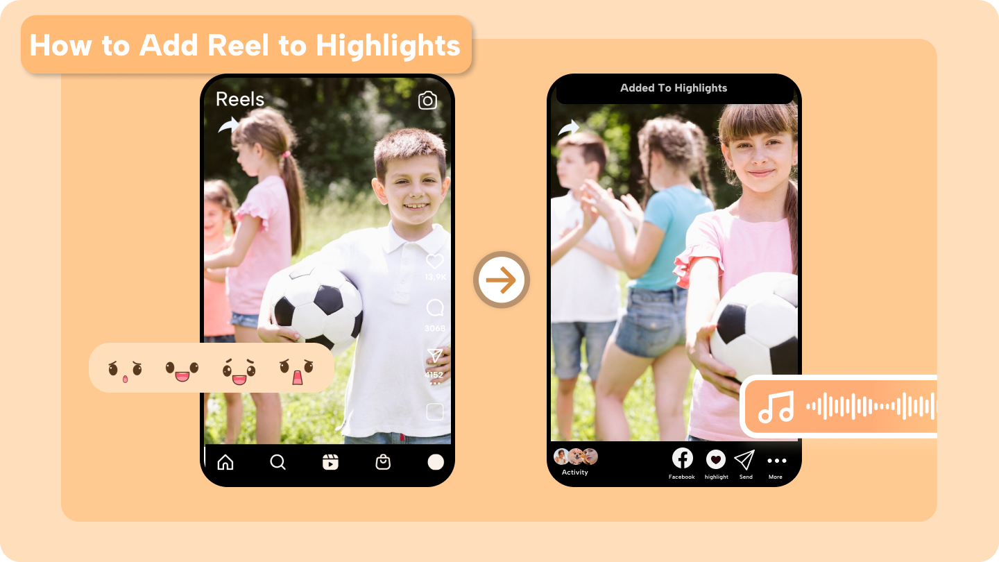 how to add reel to highlights