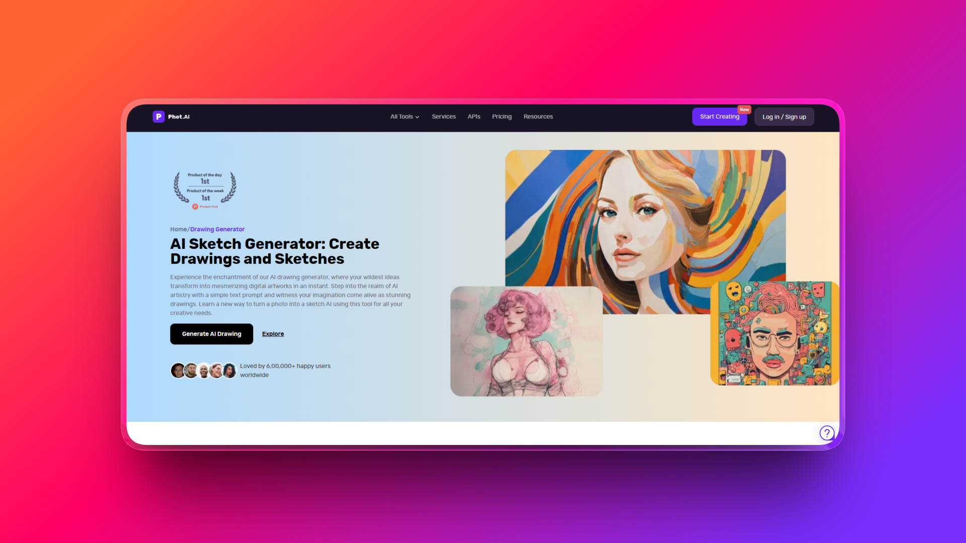AI sketch generator by Phot.ai