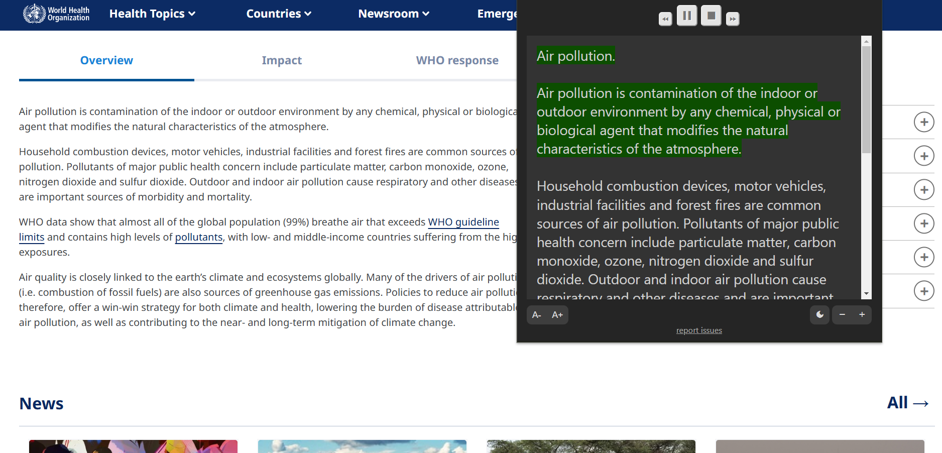 ReadAloud tekstistä puheeksi -laajennus