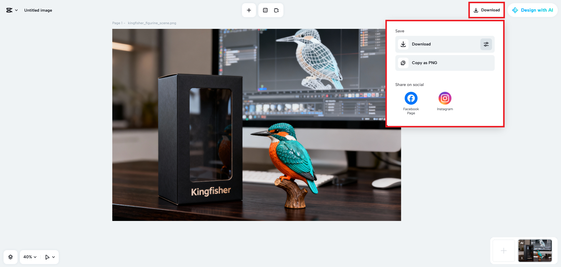 Download or publish your design