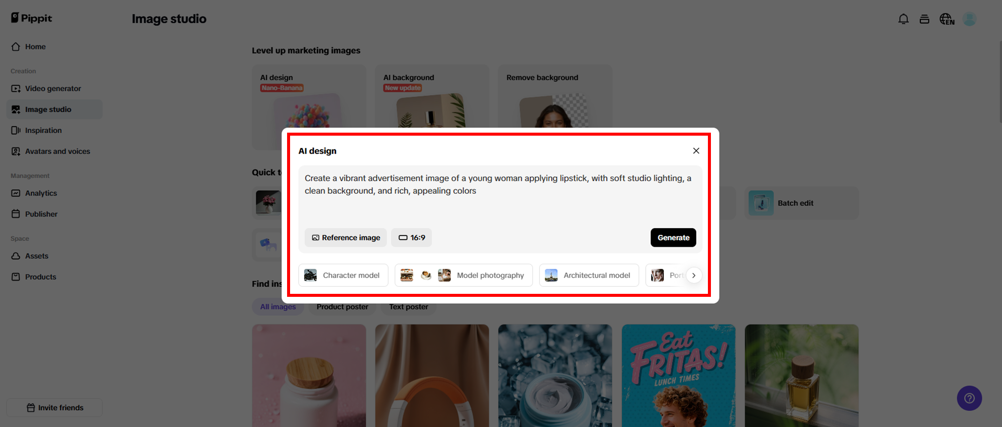 Enter prompts and generate