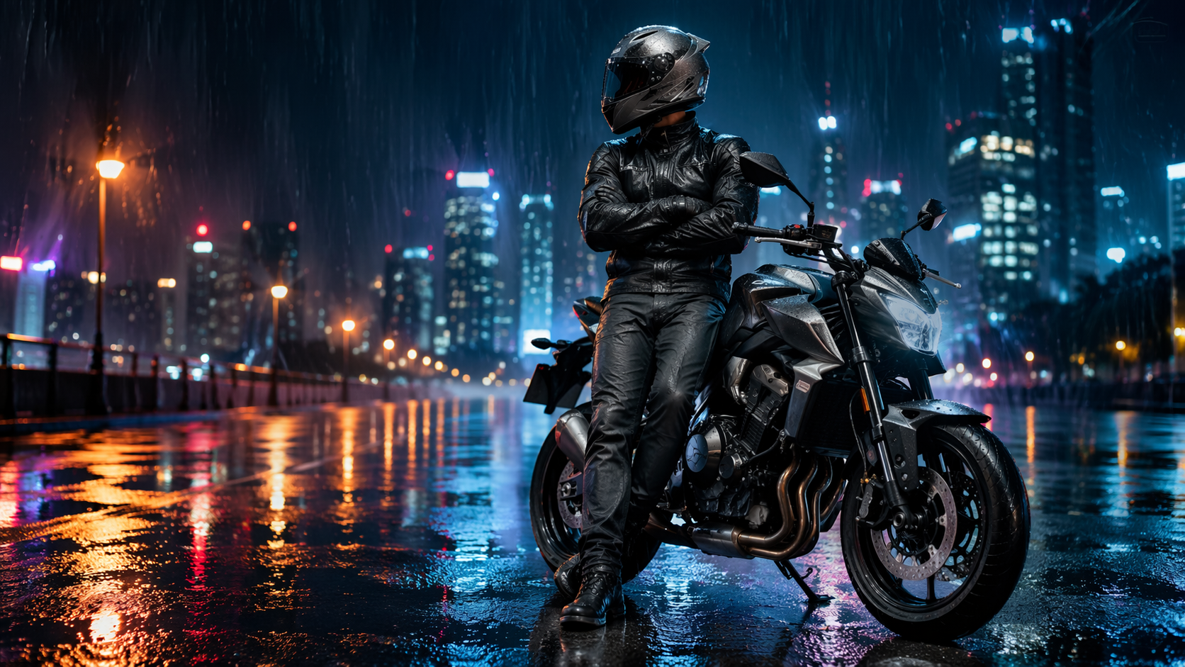 Dreamina Bajaj Pulsar NS200 Bike Prompts Prompt Beispiel 4: Helmfahrerprofil