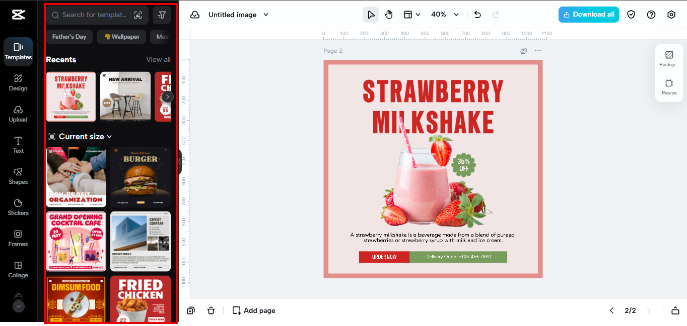 Templates in CapCut Web