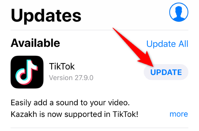 Alkalmazás frissítése a TikTokon nem megjelenő elemzések javítására