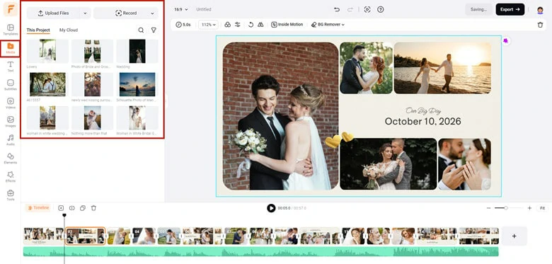 FlexClip online wedding slideshow maker