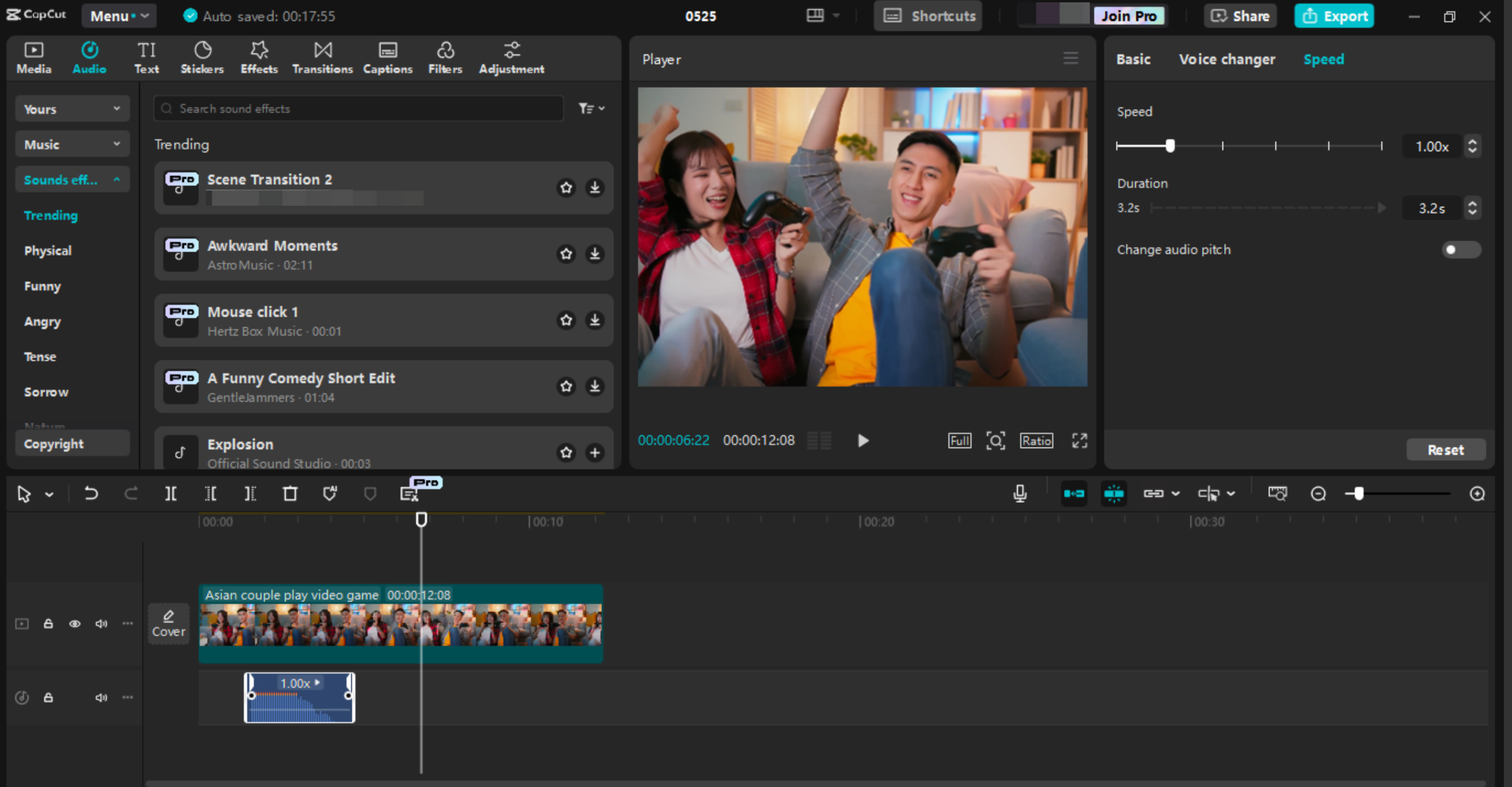 Mengedit antara muka CapCut editor video desktop