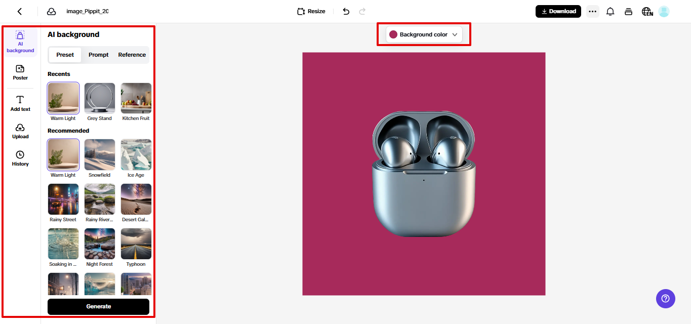 Replacing product photo backdrop