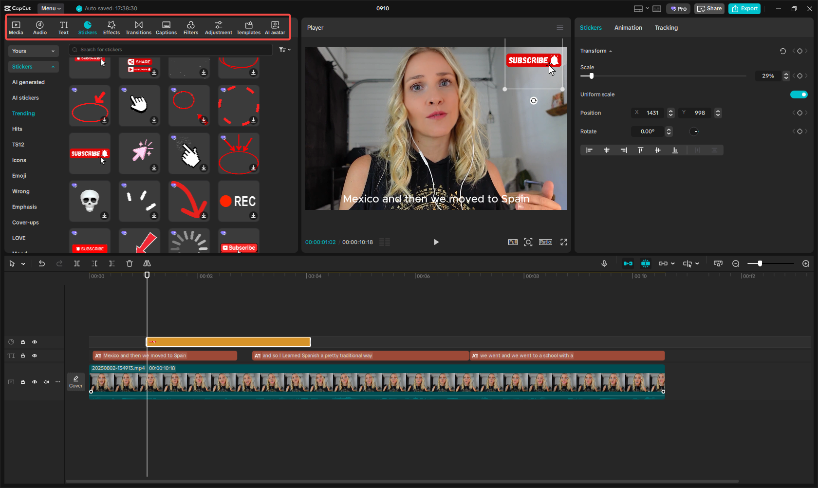 Menambah elemen dalam CapCut