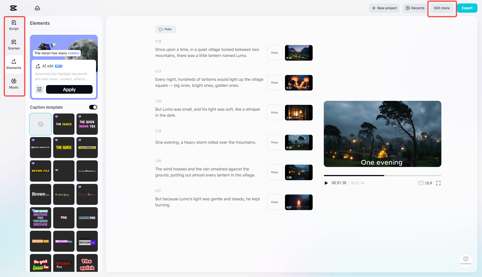 Edit the generated video
