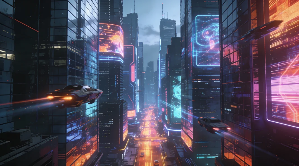 미래 도시 일러스트 이미지