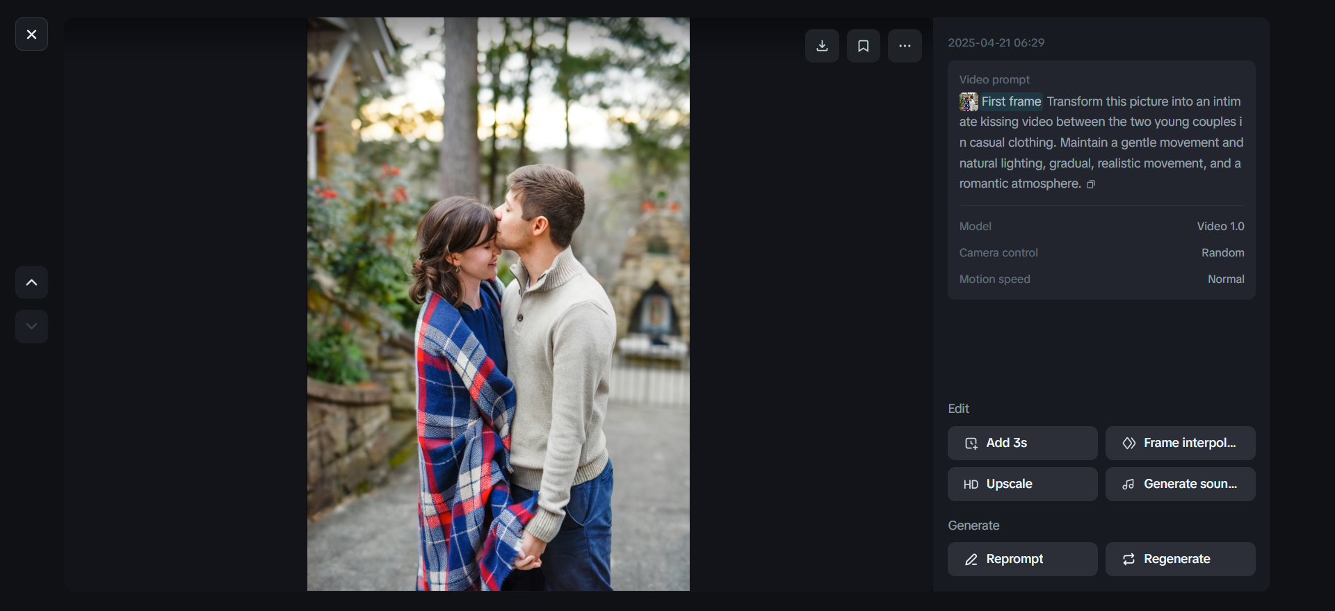 öpüşme AI video jeneratörü ücretsiz