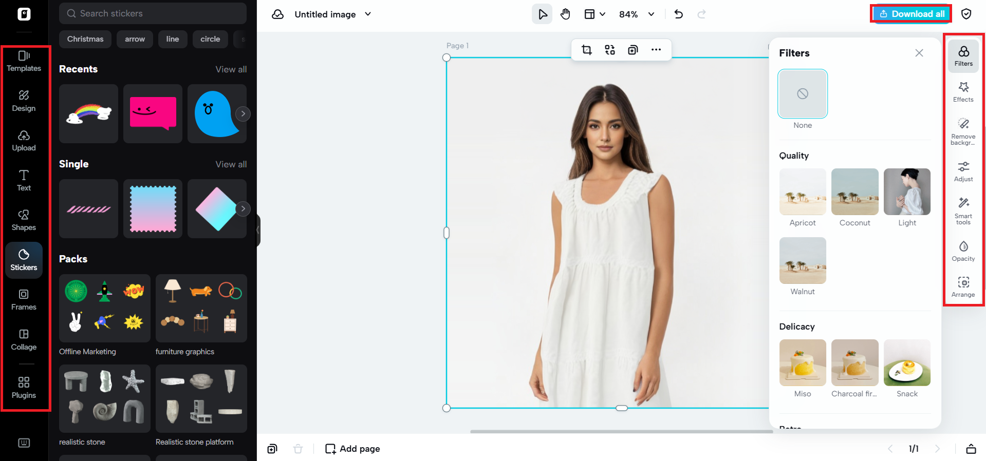 Edit and download the images