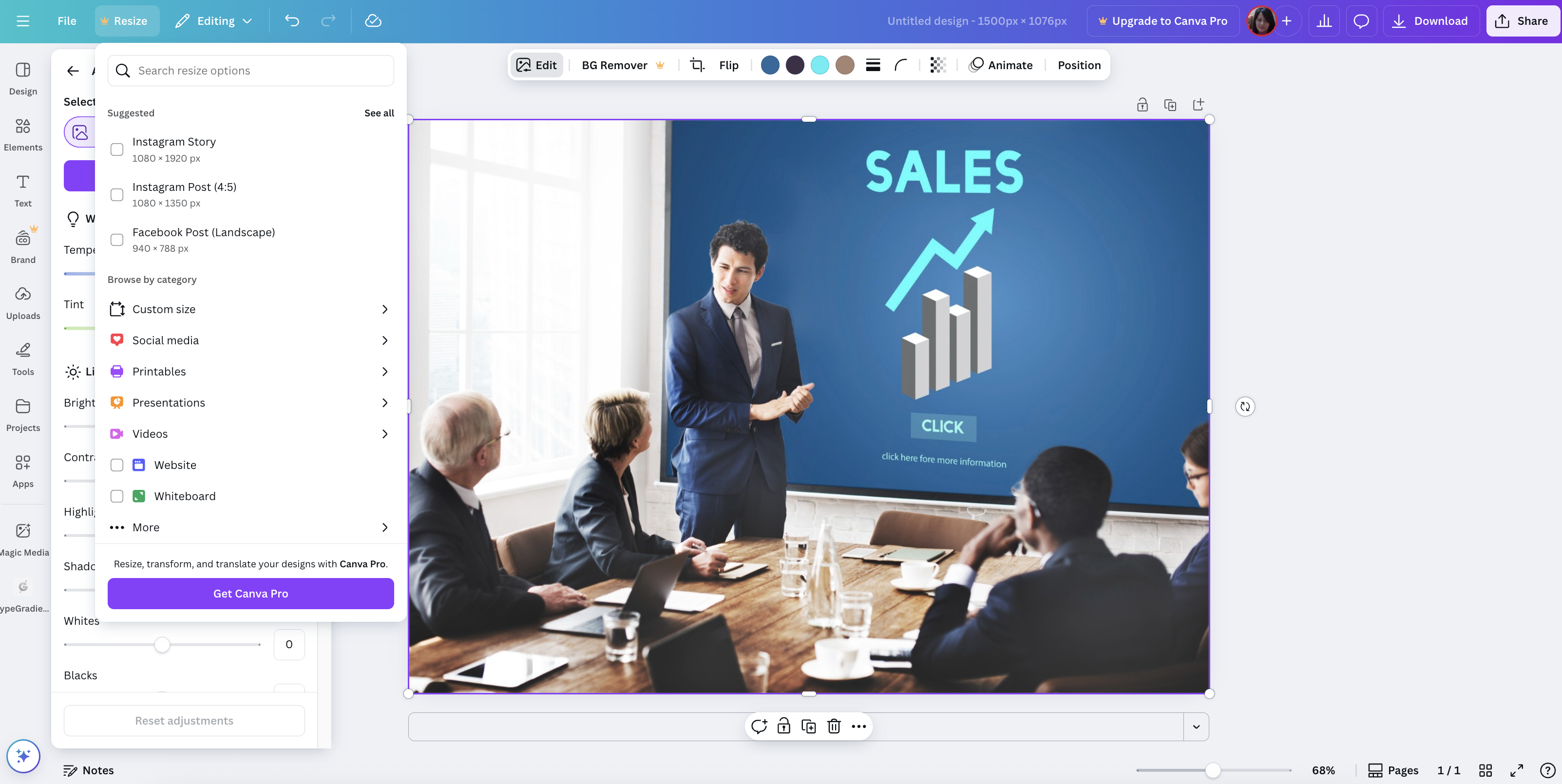 Canva image size resizer