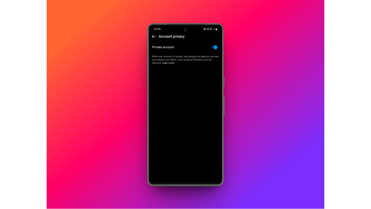 Toggle the private account switch