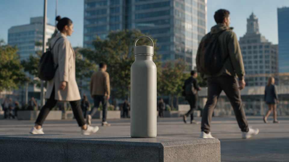 Internationale reclameprompt voorbeeld 1 - Product beweegt door drie cultureel neutrale locaties