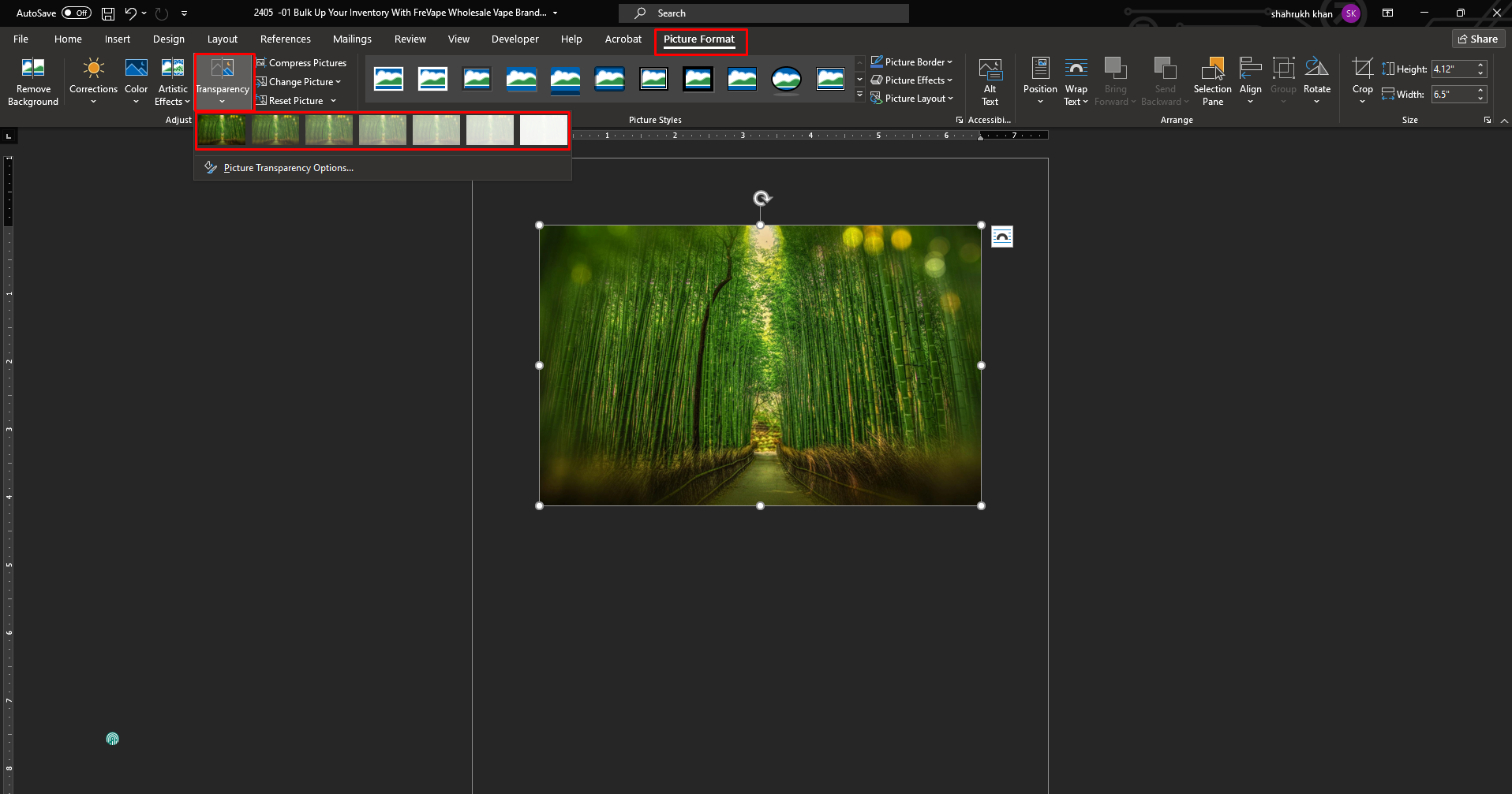 Deschideți setările de transparență