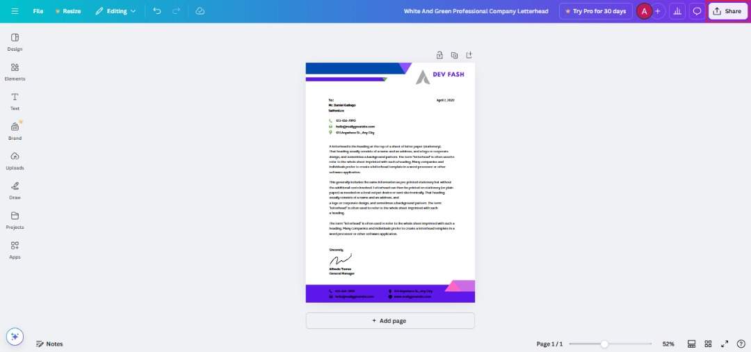 Crea un diseño de membrete en línea gratis
