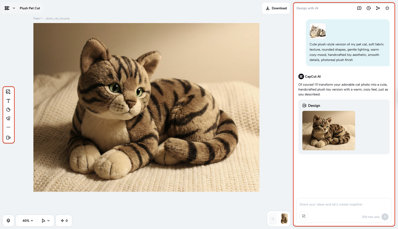 Refine generated AI plush toy design