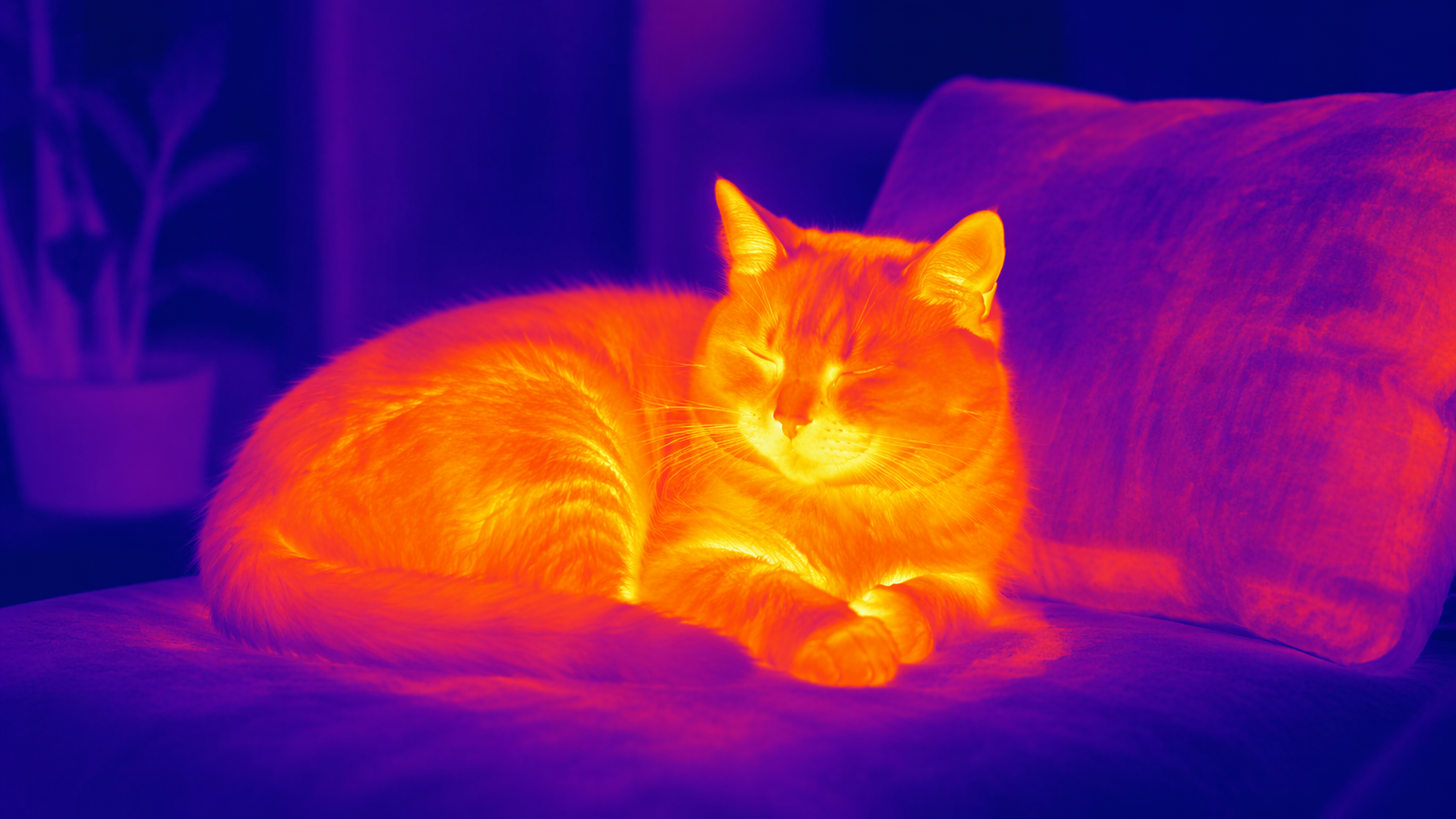 Dreamina thermal camera filter prompt example 4: Neon Temperature Scene