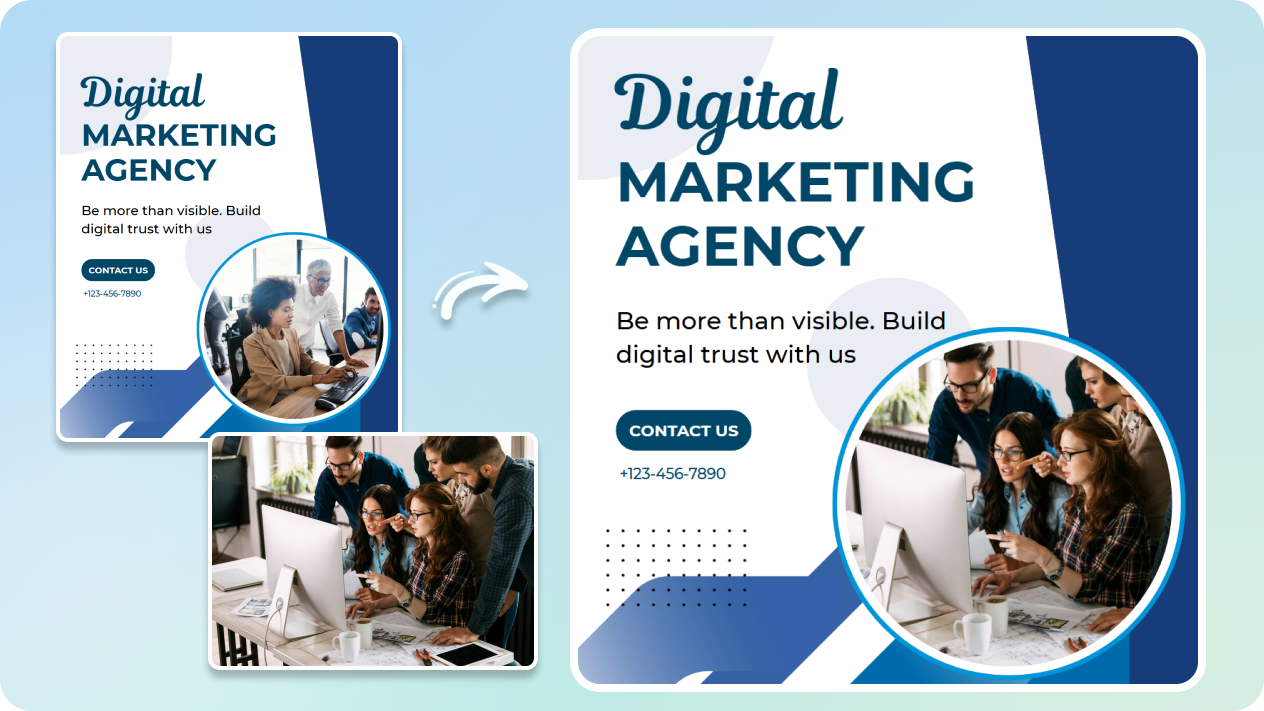 帶有圖片的數位行銷海報