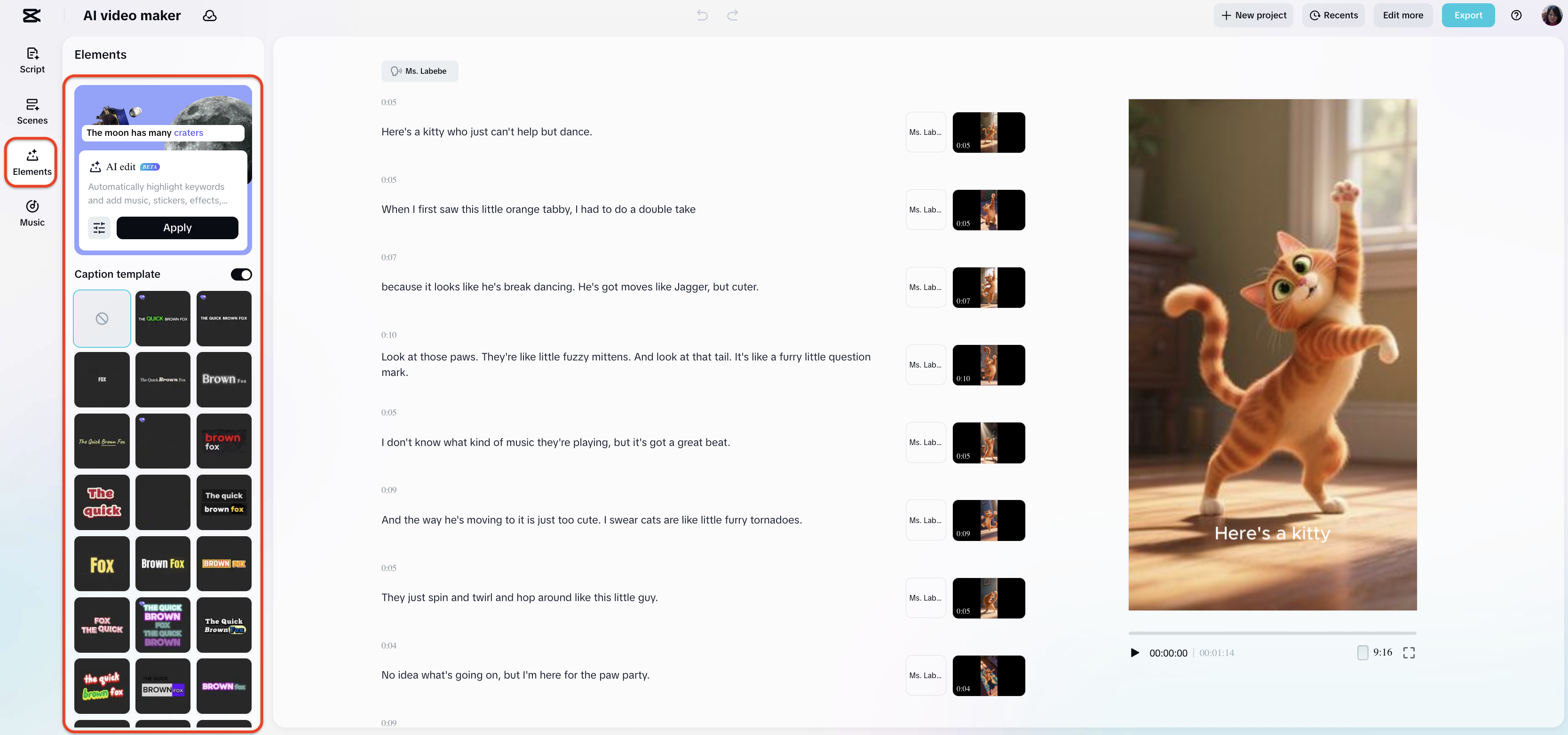 Edit captions