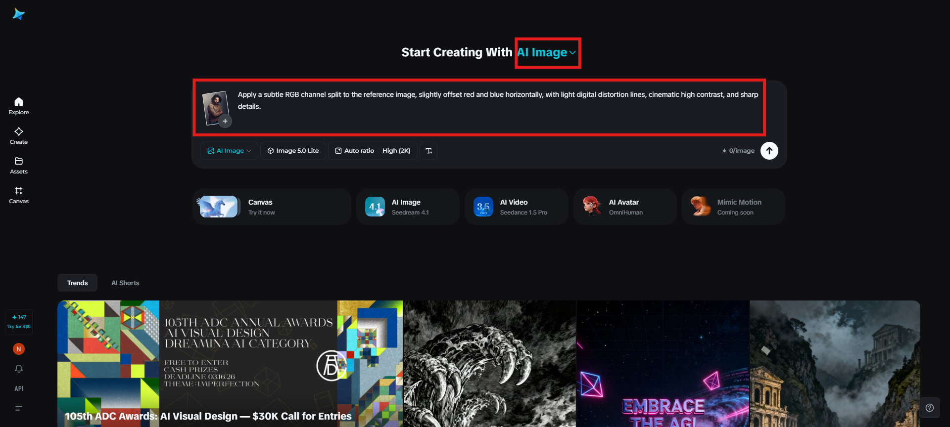 Carregue uma imagem de referência e adicione um prompt de texto