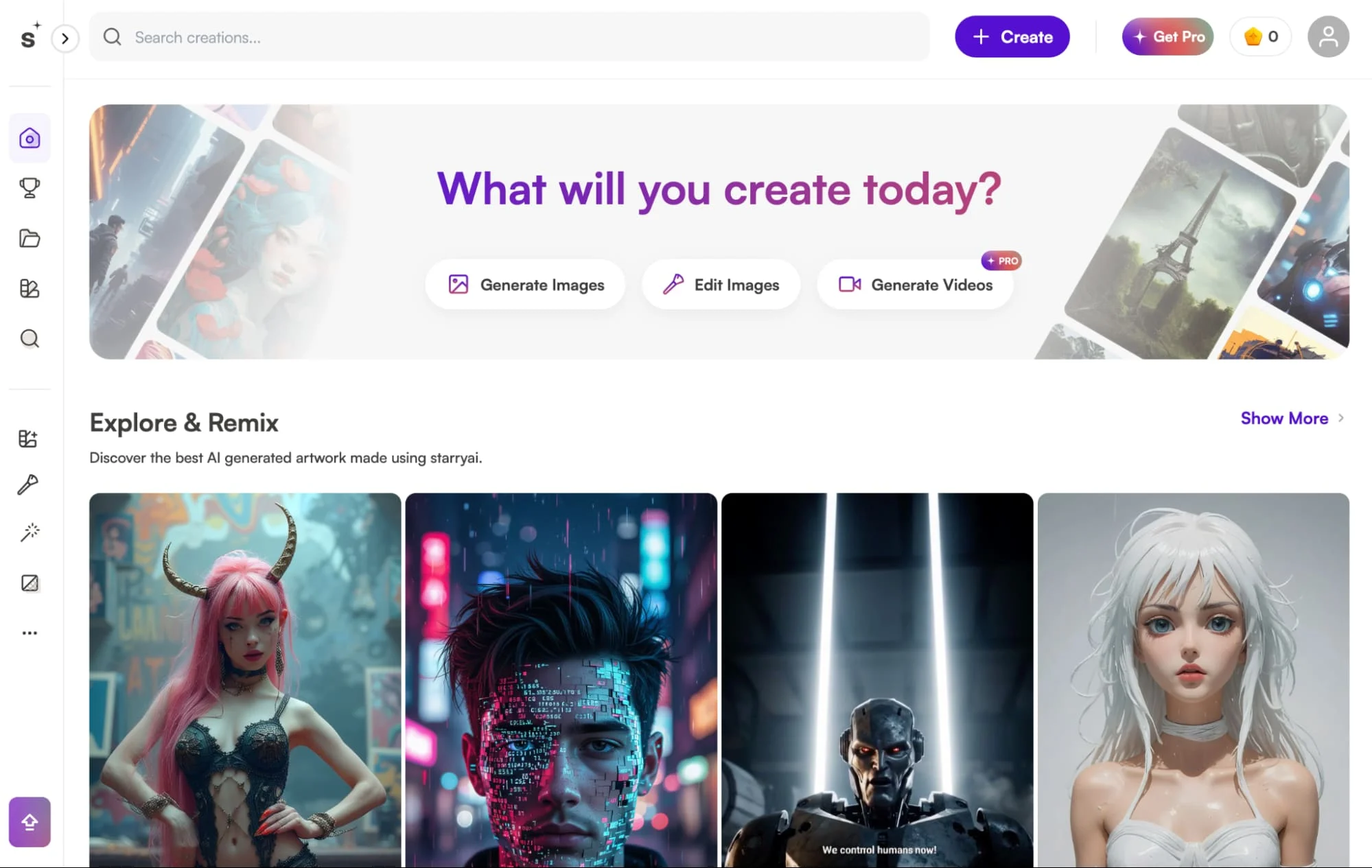 Starryai  - free alternatives to Leonardo AI