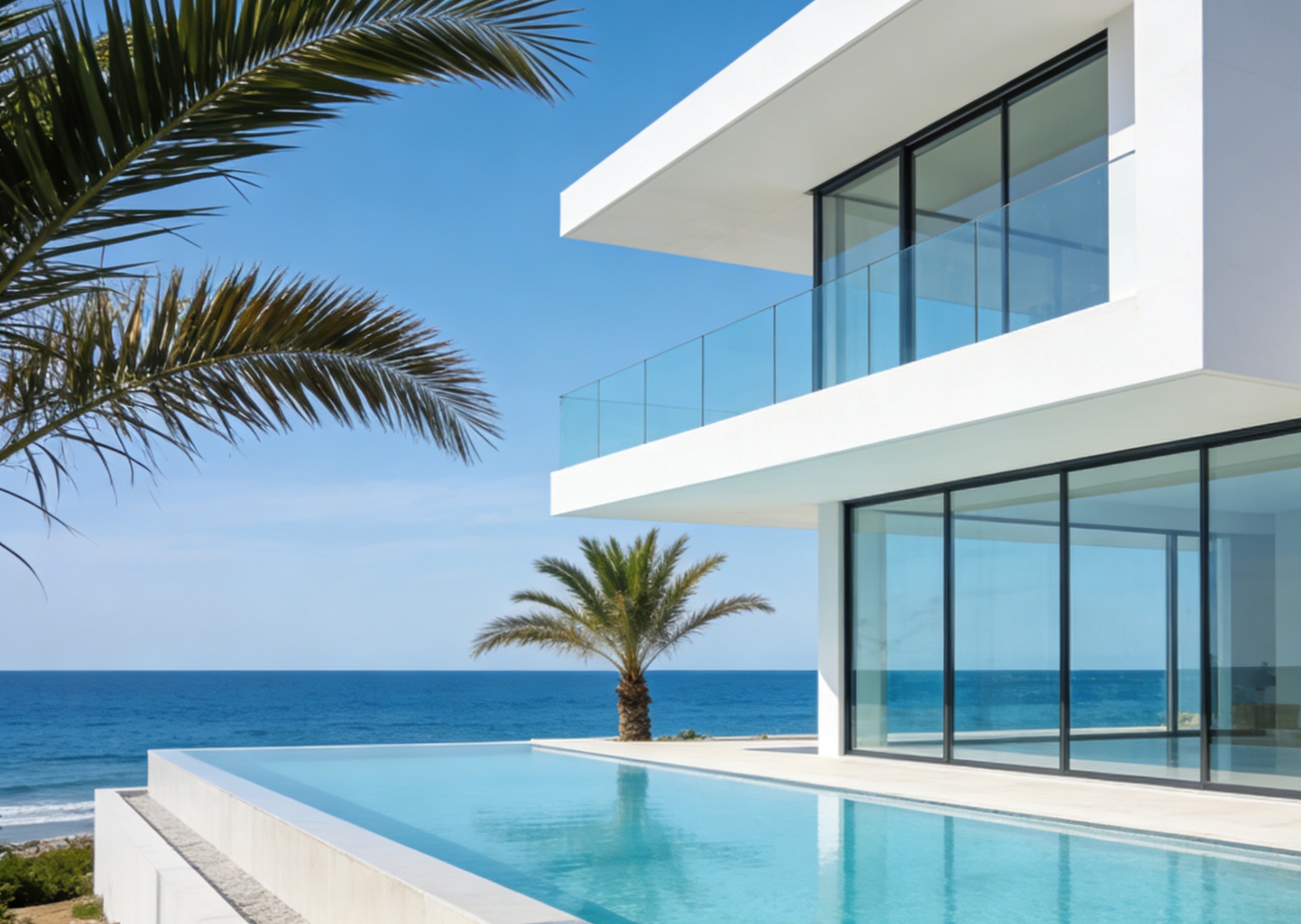Generate a design concept of a beachfront villa with modern architecture
