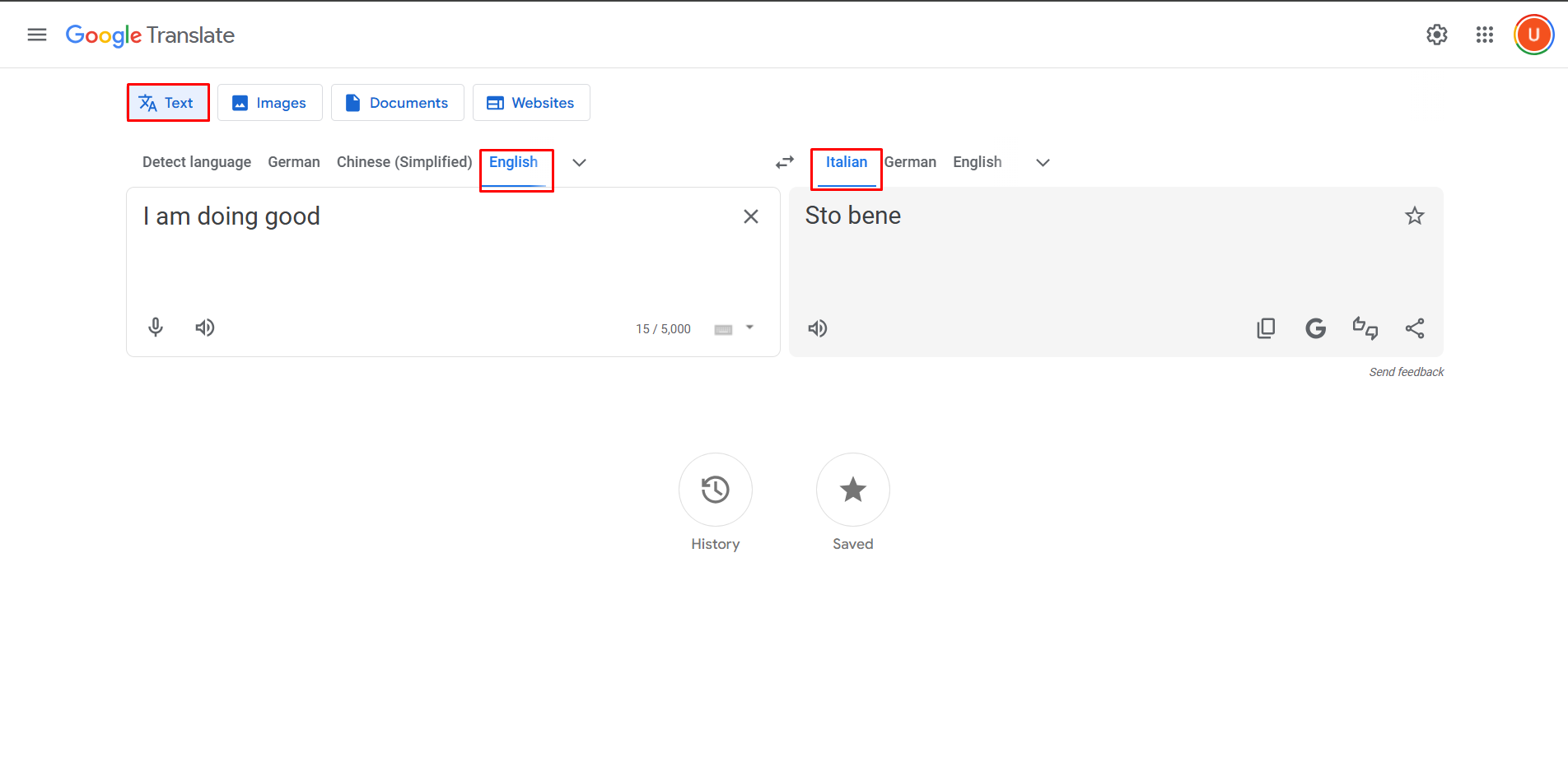 An easy way to translate English to Italian with Google Translate