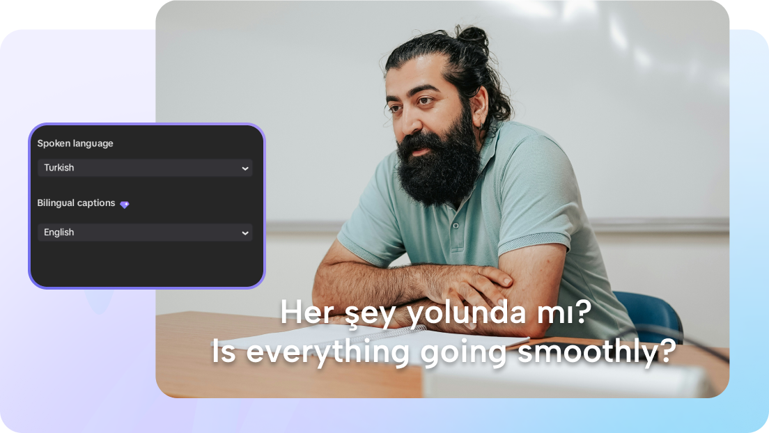 Create Turkish to English bilingual captions for global use
