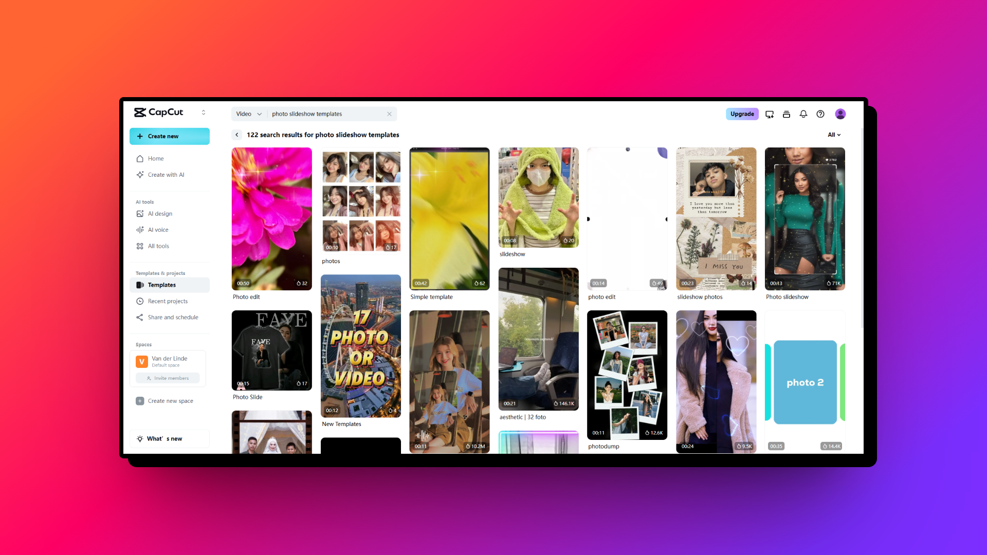 Slideshow templates for showcasing memorable photos