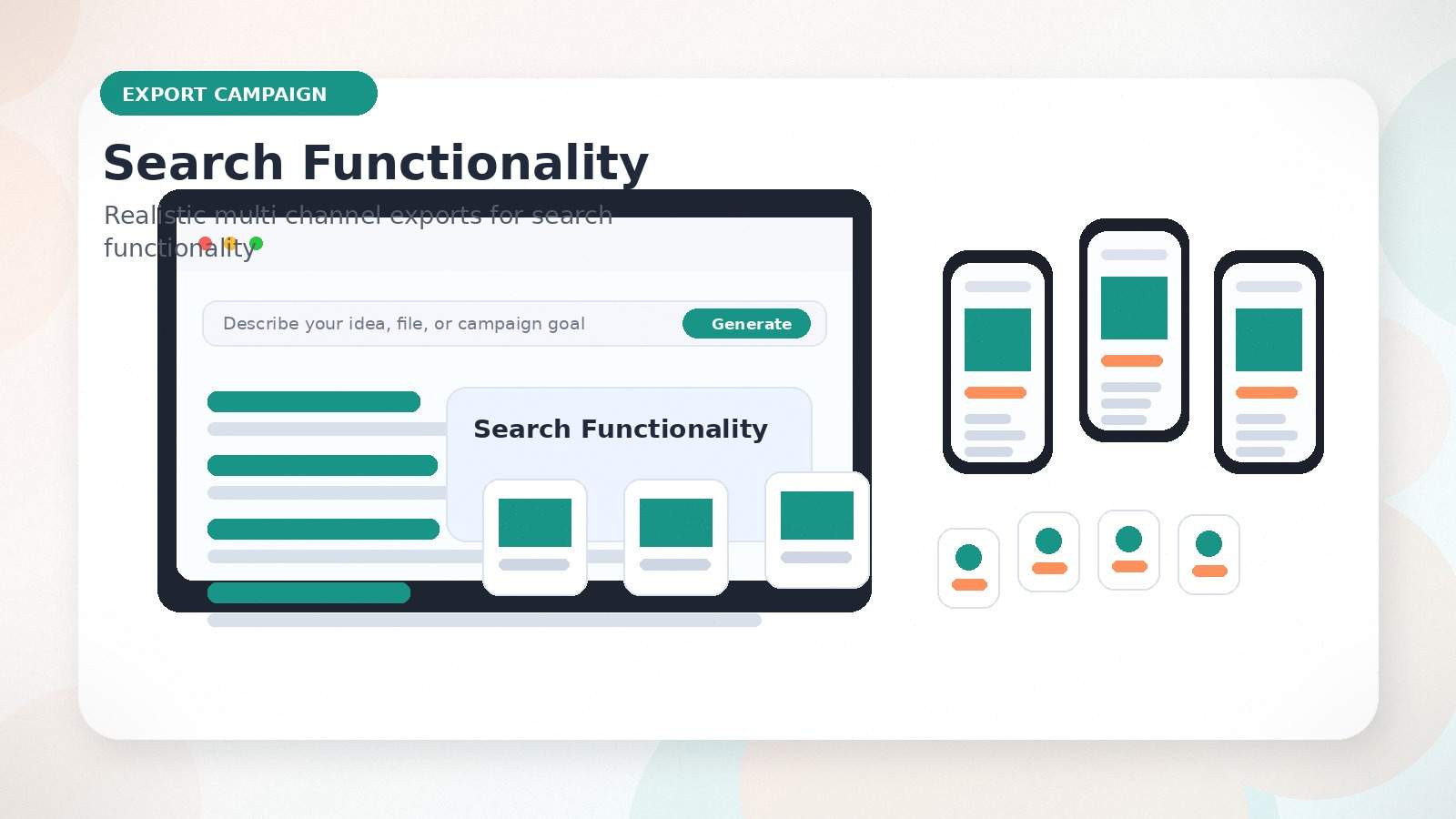 Search Functionality realistic export campaign visual for search functionality