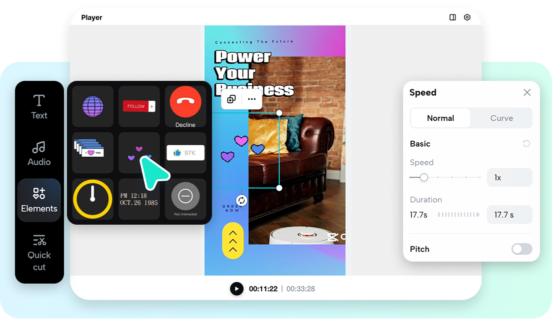 أدوات تحرير قوية لتصميم مجموعات عبر الإنترنت.