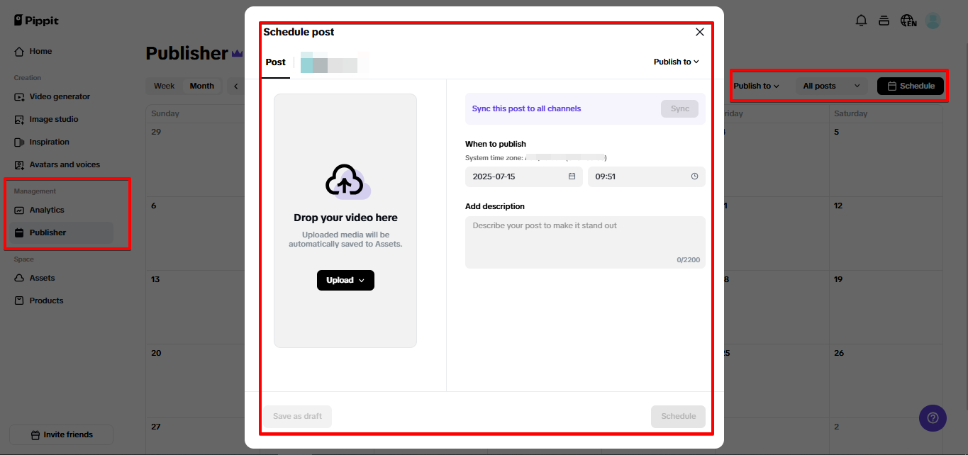 Auto publisher and analytics in Pippit