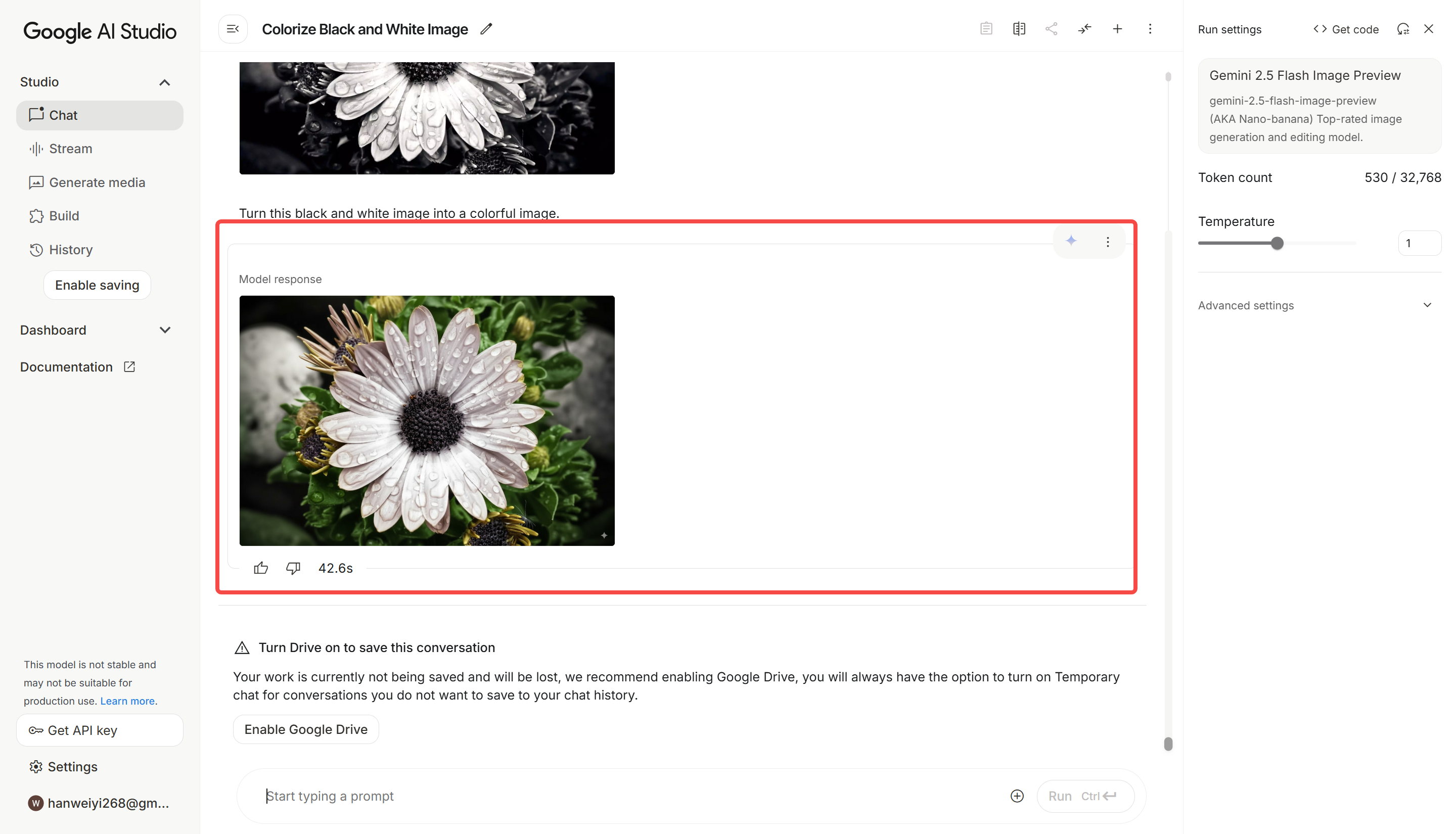Transforming a black and white image to a colorful visual with Google Nano Banana
