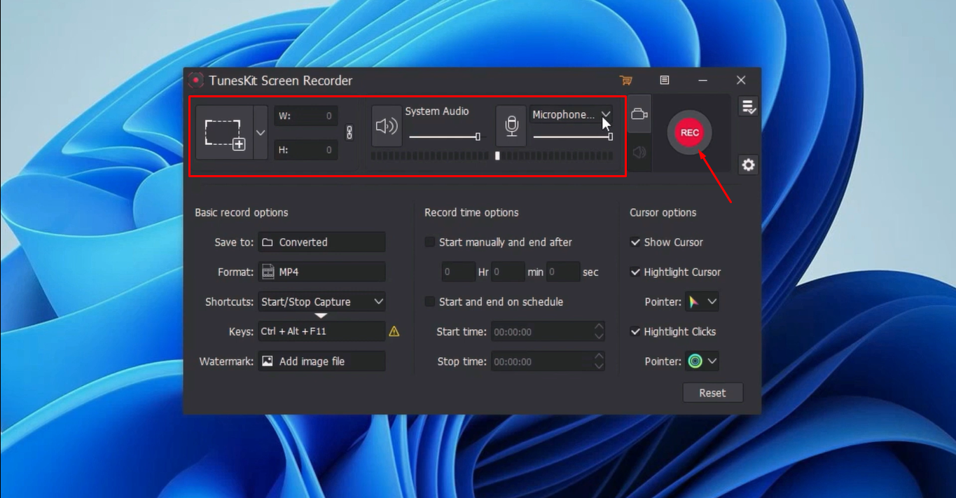 Adjusting preferences in the TunesKit screen recorder