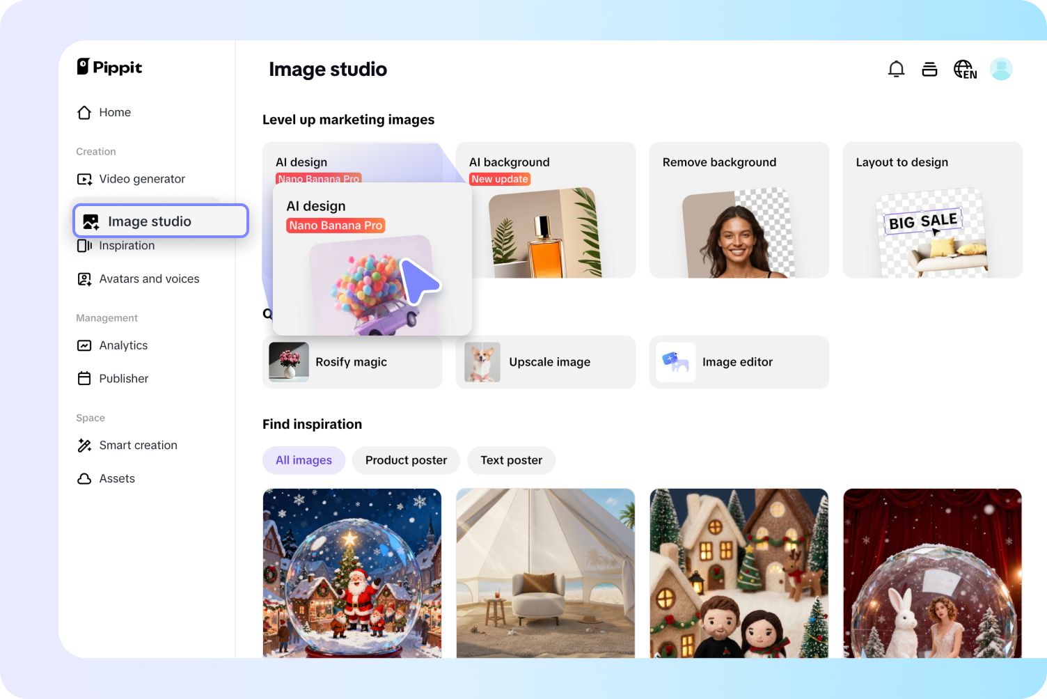 Accessing Pippit's AI design tool