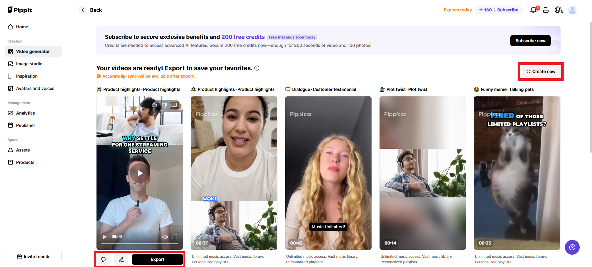 Change, edit, or export your video