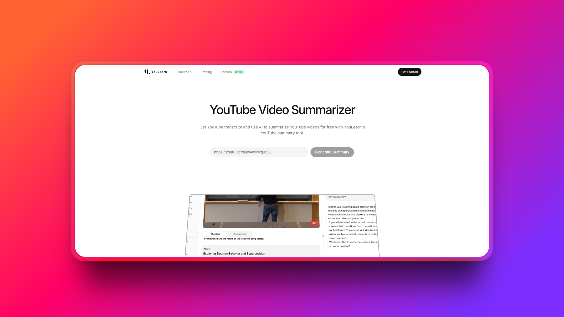 YouLearn AI YouTube Video Summarizer