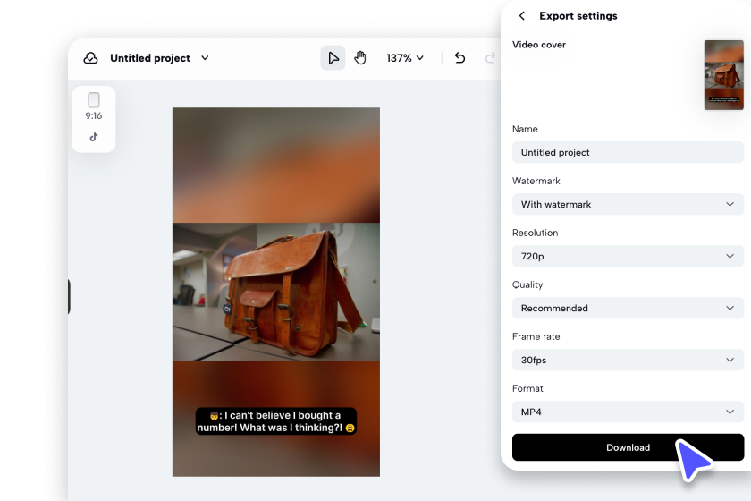 Exportieren Sie Ihr Produktbeschreibungsvideo