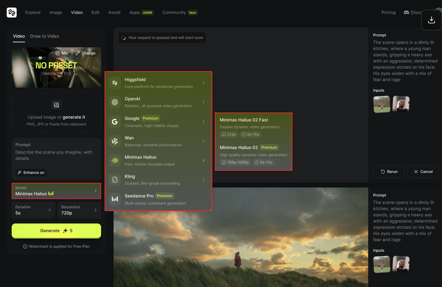 Enter your prompts and configure settings