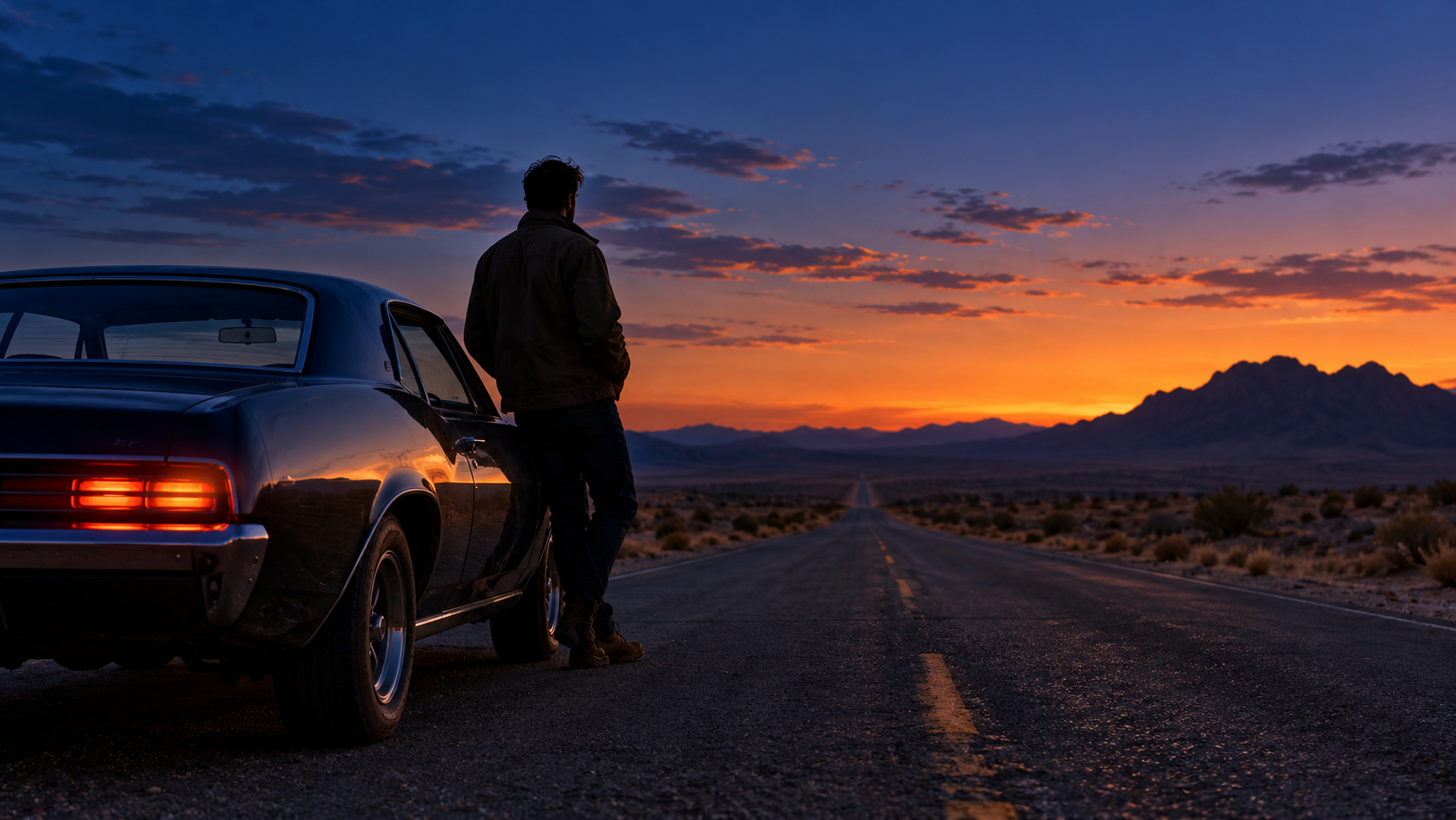 Desert Road at Blue Hour example for cover song video ideas ycm