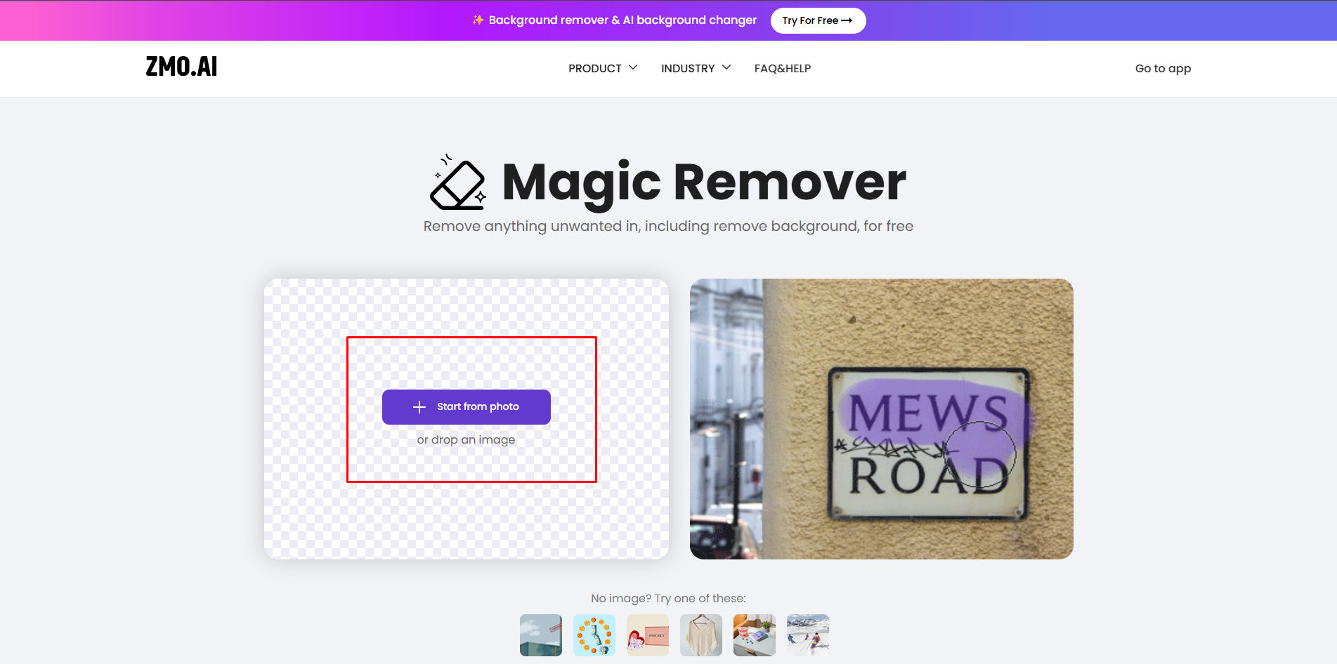 Téléchargement d'une image dans le ZMO remover