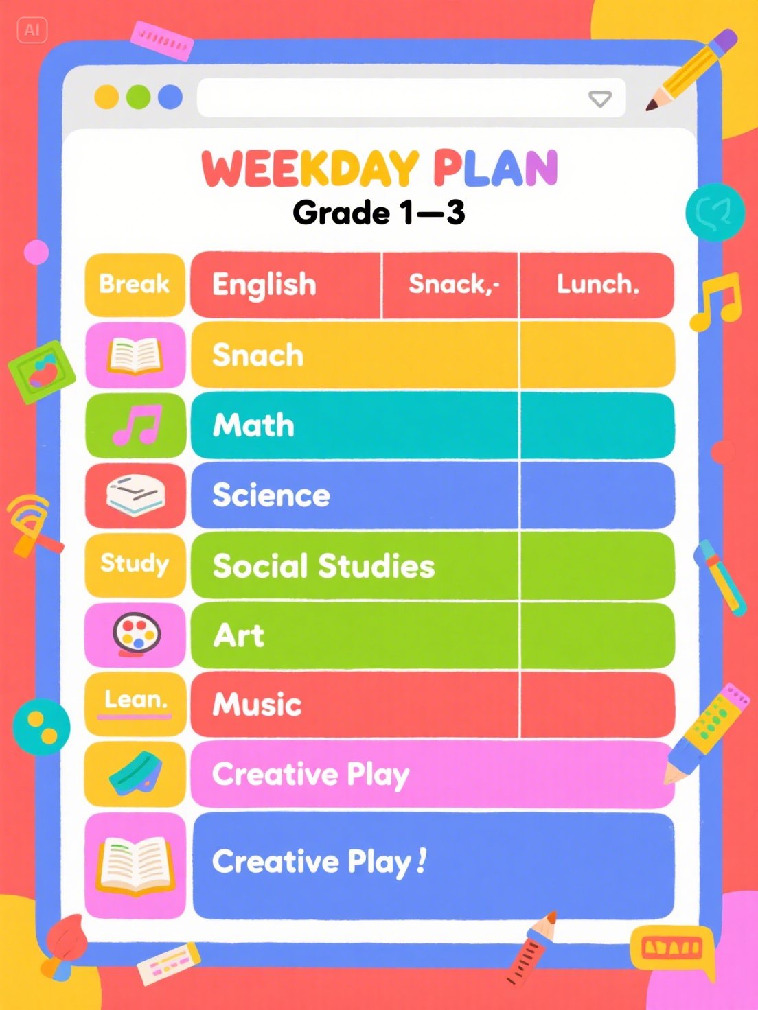 próbka tygodniowego planu lekcji