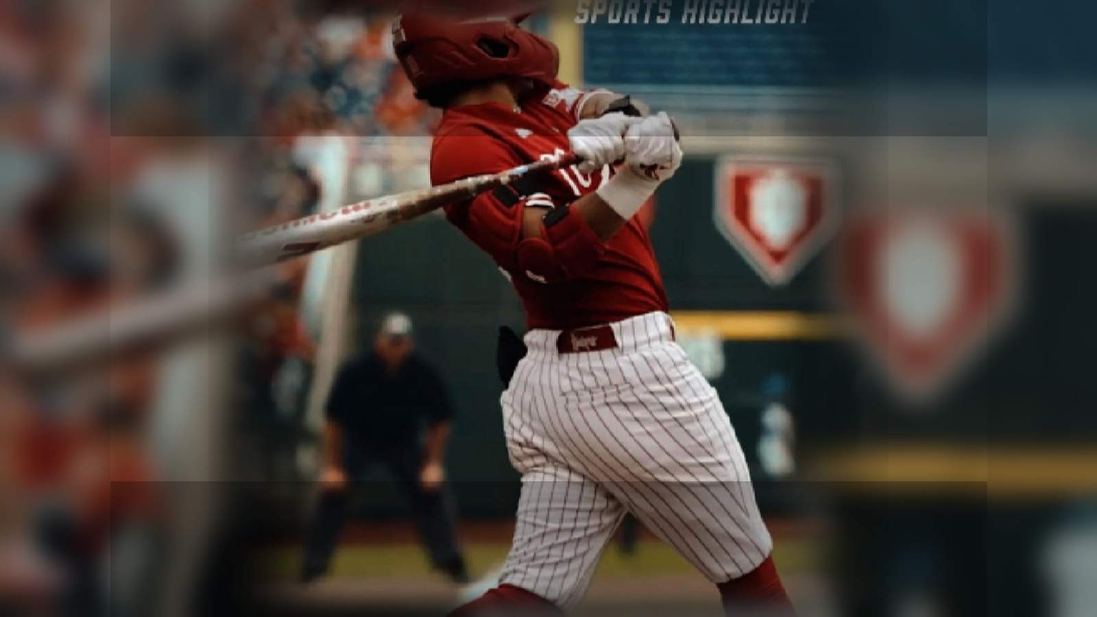 Baseball batter swinging in a high-contrast sports highlight poster layout