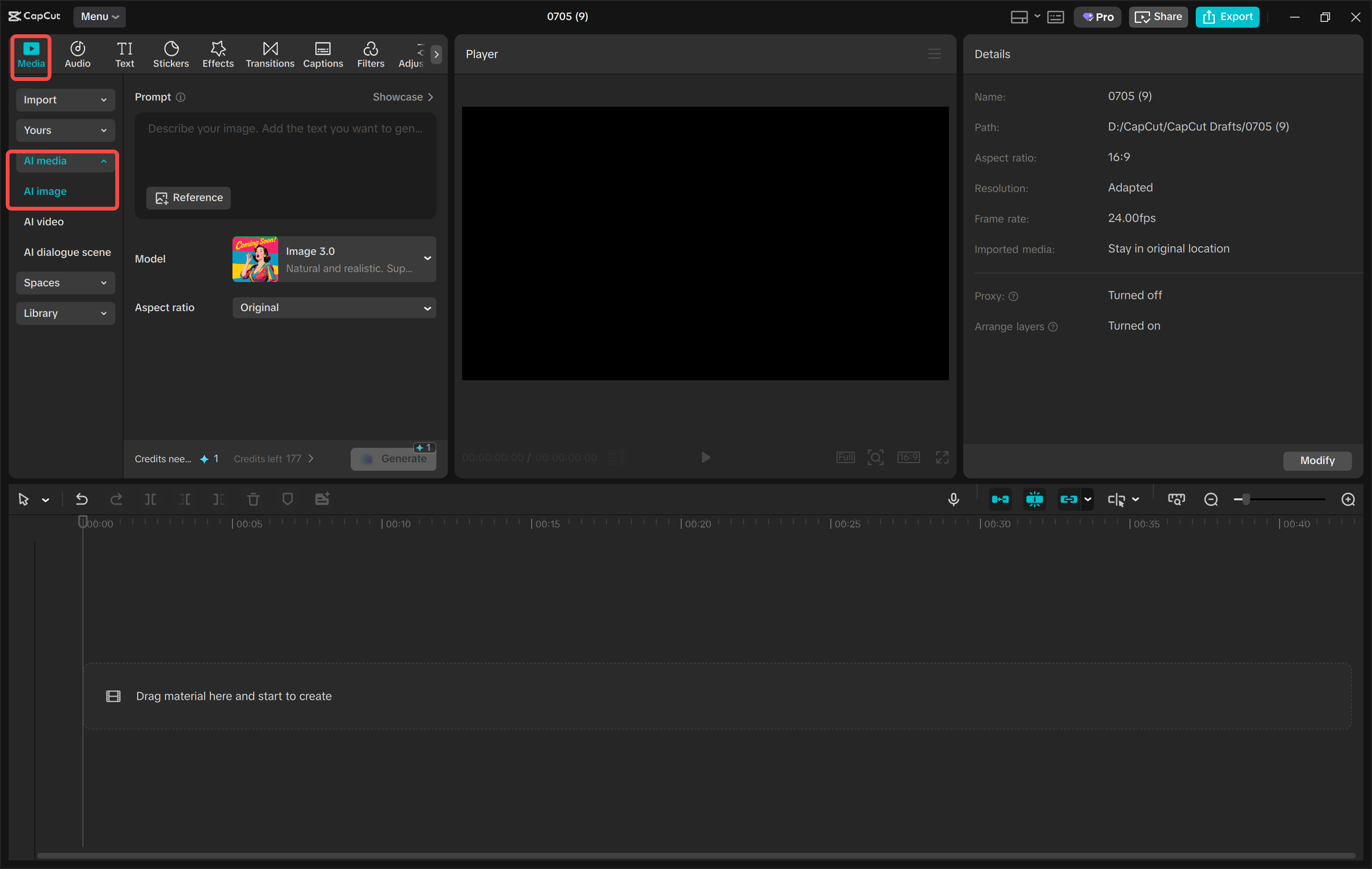 Importing an image into the CapCut desktop video editor