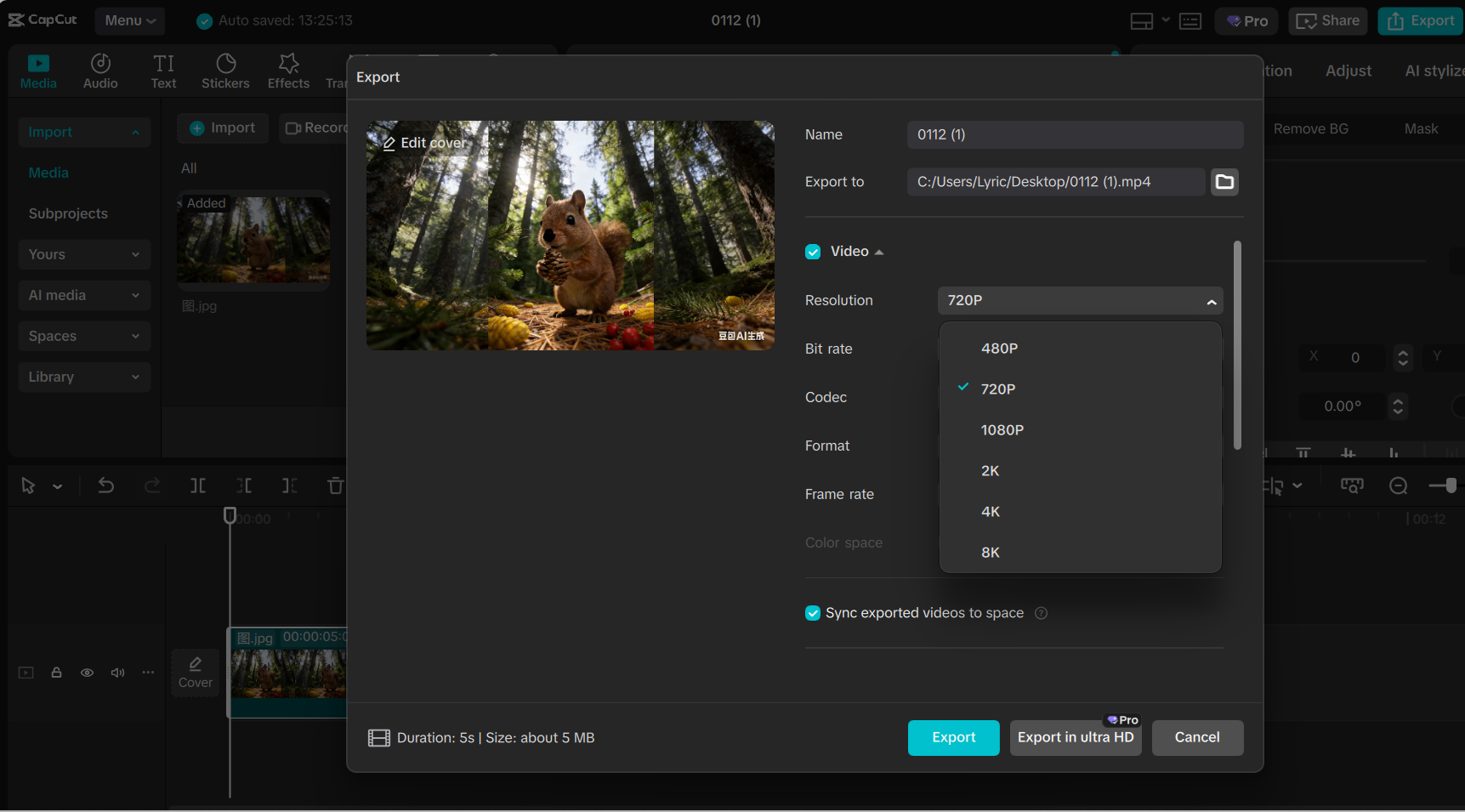 Change video resolution in CapCut Desktop